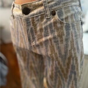 Free People Beige and Cream Patterned Jeans